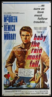 1a218 BABY THE RAIN MUST FALL 3sh '65 Steve McQueen gets in trouble & gets under Lee Remick's skin!