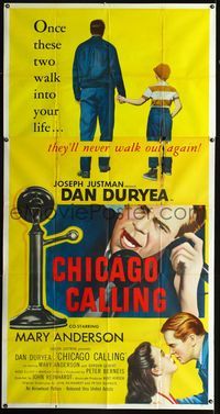 1a239 CHICAGO CALLING three-sheet movie poster '51 $53 means life or death for Dan Duryea!
