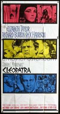 1a241 CLEOPATRA three-sheet movie poster '64 Elizabeth Taylor, Richard Burton, Rex Harrison