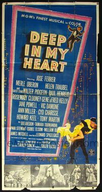 1a244 DEEP IN MY HEART three-sheet movie poster '54 MGM's finest all-star musical!