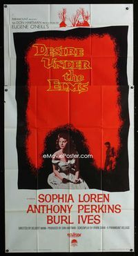 1a246 DESIRE UNDER THE ELMS three-sheet movie poster '58 Sophia Loren, Anthony Perkins