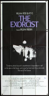 1a258 EXORCIST int'l three-sheet movie poster '74 William Friedkin, Max Von Sydow, horror classic!