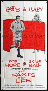 1a260 FACTS OF LIFE three-sheet movie poster '61 Bob Hope in his underwear & Lucille Ball undressed!