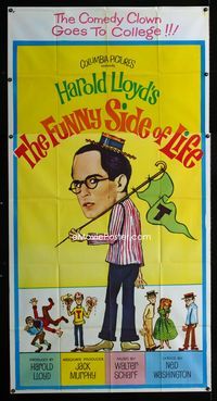 1a268 FUNNY SIDE OF LIFE three-sheet poster '62 great wacky artwork of Harold Lloyd, compilation!