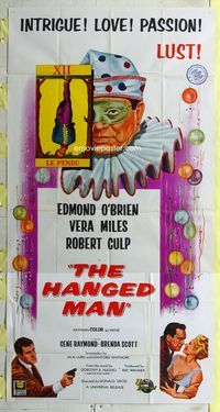 1a278 HANGED MAN three-sheet movie poster '65 Don Siegel, Robert Culp, wild clown artwork!