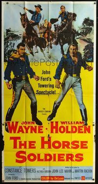1a284 HORSE SOLDIERS three-sheet movie poster '59 cavalry men John Wayne & William Holden, John Ford