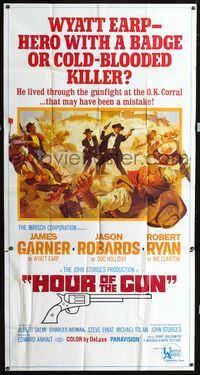 1a287 HOUR OF THE GUN three-sheet '67 James Garner as Wyatt Earp, John Sturges, hero or killer?