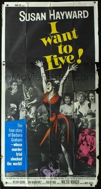 1a291 I WANT TO LIVE 3sheet '58 Susan Hayward as Barbara Graham, a party girl convicted of murder!