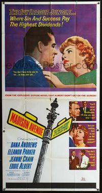 1a306 MADISON AVENUE three-sheet poster '61 Dana Andrews wants Eleanor Parker to be nice to him!