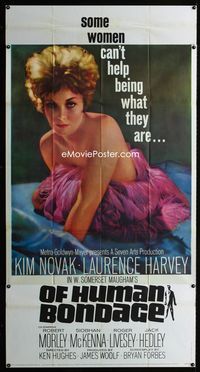 1a323 OF HUMAN BONDAGE three-sheet poster '64 super sexy Kim Novak can't help being what she is!
