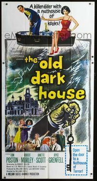 1a324 OLD DARK HOUSE three-sheet poster '63 William Castle's killer-diller with a nuthouse of kooks!