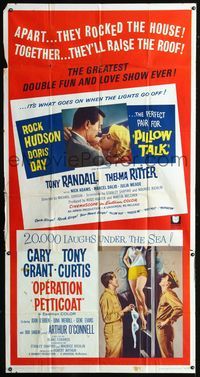 1a330 OPERATION PETTICOAT/PILLOW TALK three-sheet movie poster '64 Cary Grant