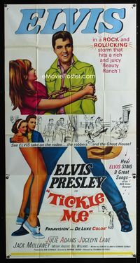 1a374 TICKLE ME int'l 3sh '65 great life-sized image of Elvis Presley & sexy Julie Adams!