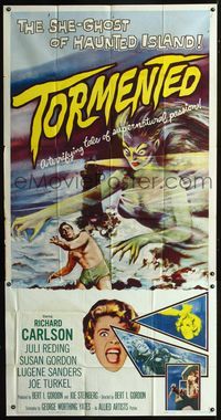 1a378 TORMENTED three-sheet movie poster '60 great artwork of the she-ghost of Haunted Island!