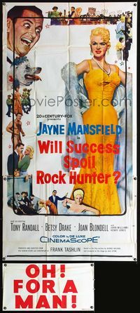 1a392 WILL SUCCESS SPOIL ROCK HUNTER three-sheet movie poster '57 sexy full-length Jayne Mansfield!