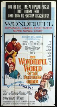 1a396 WONDERFUL WORLD OF THE BROTHERS GRIMM three-sheet movie poster '62 George Pal fairy tales!
