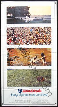 1a397 WOODSTOCK int'l three-sheet '70 four images of the most classic of all rock & roll concerts!