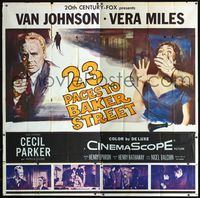 1a002 23 PACES TO BAKER STREET six-sheet movie poster '56 cool artwork of Van Johnson & Vera Miles!