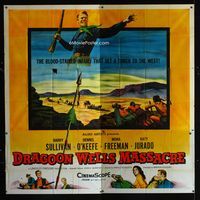 1a015 DRAGOON WELLS MASSACRE six-sheet '57 the blood-stained infamy that set a torch to the West!