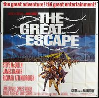 1a025 GREAT ESCAPE six-sheet movie poster '63 Steve McQueen, Charles Bronson, classic prison break!