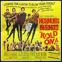1a029 HOLD ON six-sheet movie poster '66 rock & roll, great image of Herman's Hermits performing!