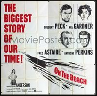 1a045 ON THE BEACH six-sheet '59 art of Gregory Peck, Ava Gardner, Fred Astaire & Anthony Perkins!