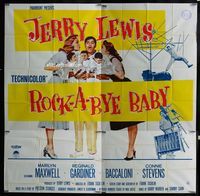 1a050 ROCK-A-BYE BABY six-sheet '58 Jerry Lewis with Marilyn Maxwell, Connie Stevens, and triplets!
