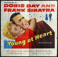 1a064 YOUNG AT HEART six-sheet poster '54 great close up image of Doris Day hugging Frank Sinatra!