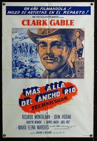 1a404 ACROSS THE WIDE MISSOURI Argentinean movie poster R60s cool artwork of Clark Gable!