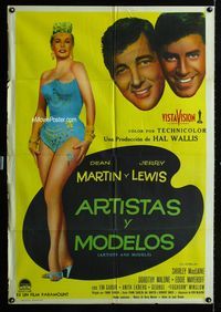 1a407 ARTISTS & MODELS Argentinean movie poster '55 Dean Martin, Jerry Lewis, sexy Anita Ekberg!