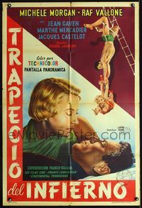 1a425 OBSESSION Argentinean '54 great art of Michele Morgan & Raf Vallone on trapeze!