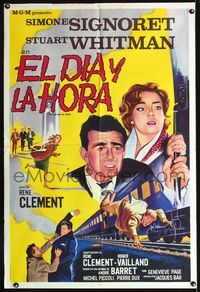 1a426 DAY & THE HOUR Argentinean movie poster '63 Simone Signoret, really cool train artwork!