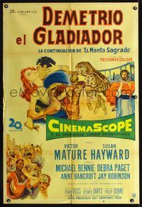 1a427 DEMETRIUS & THE GLADIATORS Argentinean '54 different art of Victor Mature & Susan Hayward!