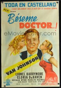 1a433 DR. GILLESPIE'S CRIMINAL CASE Argentinean poster '43 great art of Van Johnson & sexy girls!