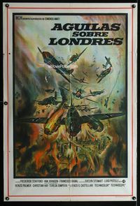 1a437 EAGLES OVER LONDON Argentinean movie poster '73 really cool fighter airplane artwork!