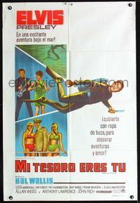 1a438 EASY COME, EASY GO Argentinean movie poster '67 great art of scuba diver Elvis Presley!