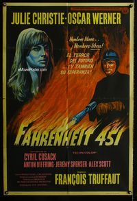 1a441 FAHRENHEIT 451 Argentinean movie poster '67 Francois Truffaut, Julie Christie
