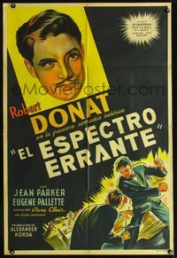 1a448 GHOST GOES WEST Argentinean movie poster '35 cool art of Robert Donat, Rene Clair