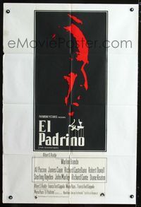 1a449 GODFATHER Argentinean '72 Francis Ford Coppola, classic red & black image of Marlon Brando!