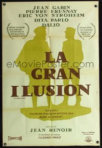 1a452 GRAND ILLUSION Argentinean movie poster R50s Jean Renoir, cool silhouette artwork!