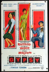 1a456 GYPSY Argentinean movie poster '62 Rosalind Russell, Natalie Wood, Karl Malden