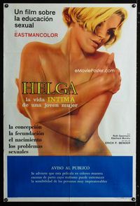 1a458 HELGA Argentinean movie poster '68 sexiest image of naked Ruth Gassman!