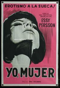 1a462 I A WOMAN Argentinean movie poster '66 Essy Persson sex classic, great close up artwork!