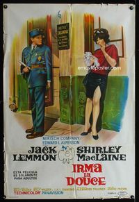 1a466 IRMA LA DOUCE Argentinean movie poster '63 Billy Wilder, Shirley MacLaine, cool different art!