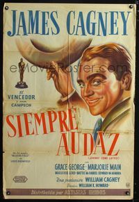 1a469 JOHNNY COME LATELY Argentinean movie poster '43 great artwork of James Cagney tipping his hat!