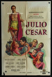 1a471 JULIUS CAESAR Argentinean poster '53 Marlon Brando, James Mason, Greer Garson, Shakespeare