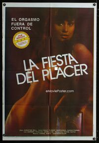 1a481 LA FIESTA DEL PLACER Argentinean poster '70s full length image of sexiest naked Chrstine Bell!