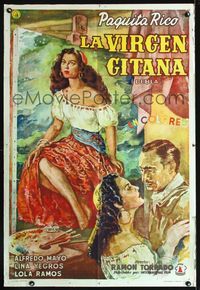 1a482 LA VIRGEN GITANA Argentinean movie poster '51 wonderful Venturi art of Paquita Rico!