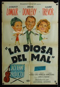 1a494 LUCKY STIFF Argentinean movie poster '48 wacky art of Dorothy Lamour, Brian Donlevy & Trevor!