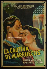 1a496 MAN FROM MOROCCO Argentinean poster '46 romantic art of Anton Walbrook & Margaretta Scott!